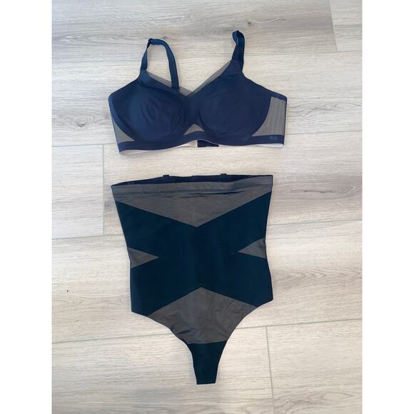 Honeylove Set Bra/Thong  Crossover Bra and Super Power Thong Black  Size 1X - Picture 1 of 3